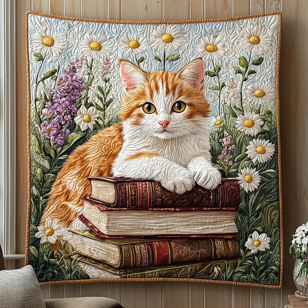 Wise Ginger Cat Quilt Blanket