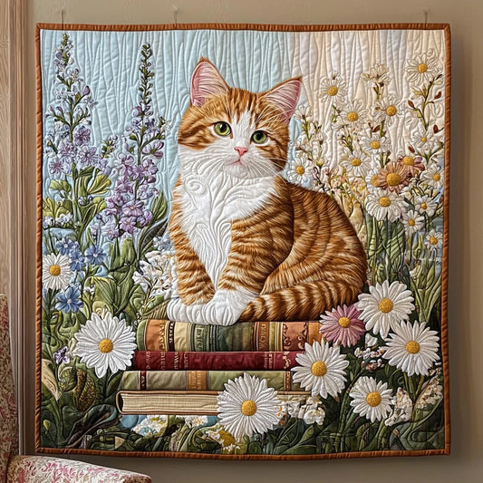 Wise Ginger Cat Quilt Blanket