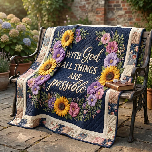With God All Things Quilt Blanket