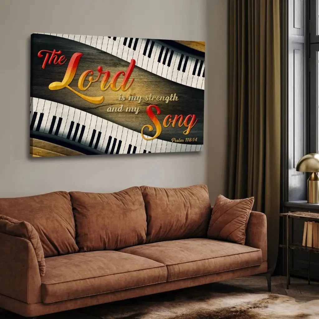 psalm 118 14 the lord is my strength and my song wall art canvas (Landscape) (view 8)