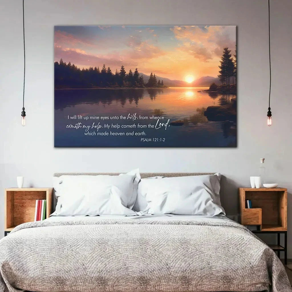 psalm 121 1 2 my help cometh from the lord wall art canvas (Landscape) (view 12)