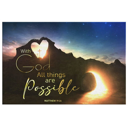 christian easter gifts with god all things are possible wall art canvas (Landscape) (view 4)