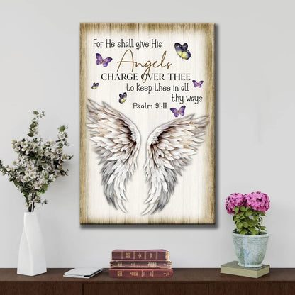 psalm 91 11 kjv wall art canvas for he shall give his angels charge over thee (Landscape) (view 5)