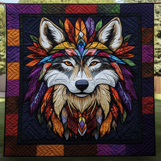 Wolf Native American Quilt Blanket