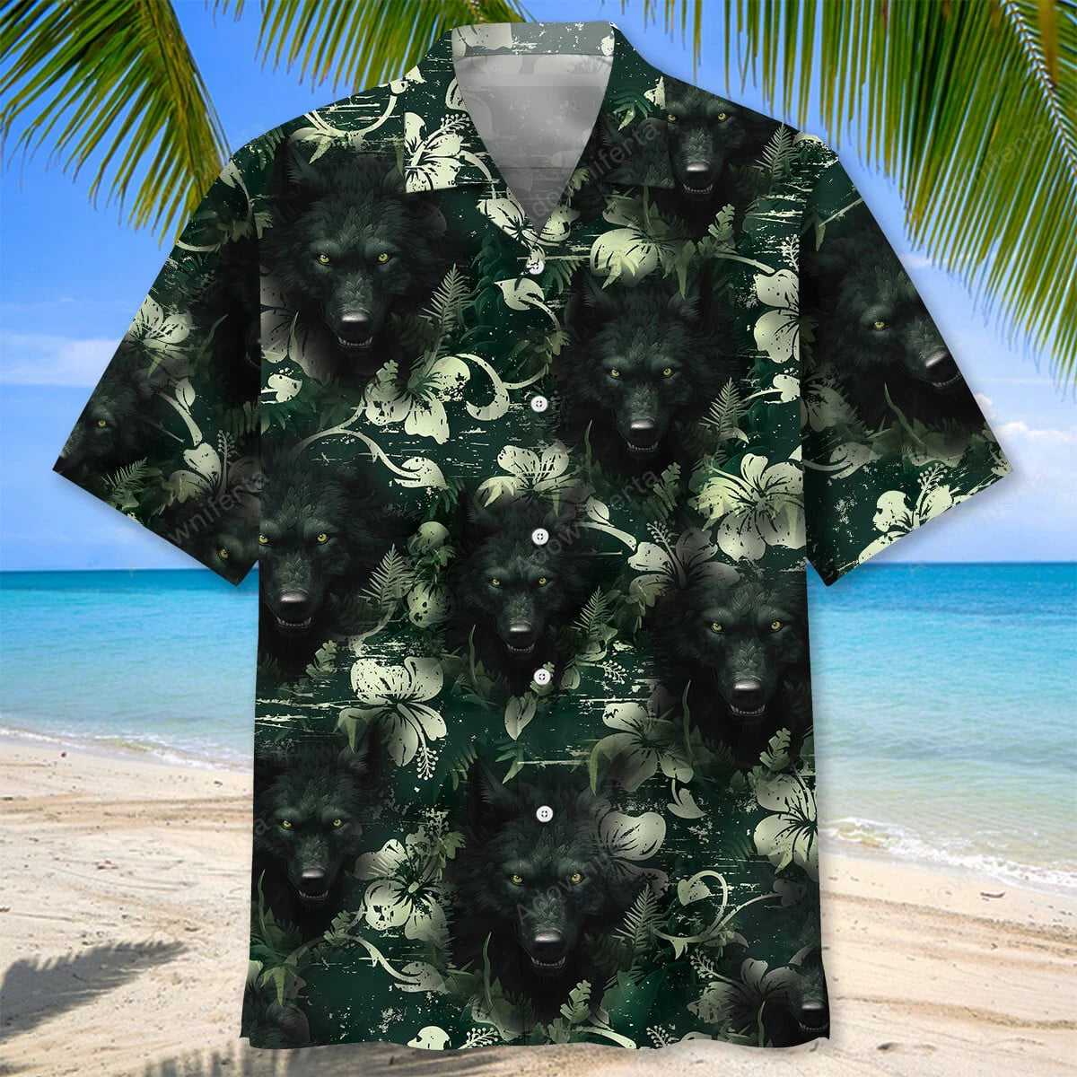 Wolf and the Darkness of Jungle Hawaiian Shirt, custom shirt gift for men