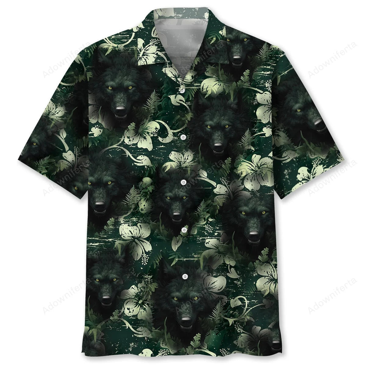 Wolf and the Darkness of Jungle Hawaiian Shirt, custom shirt gift for men (view 2)