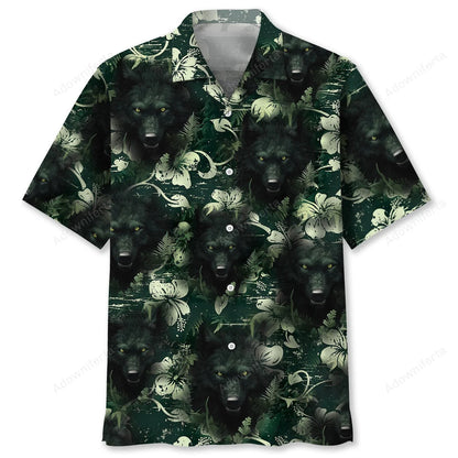Wolf and the Darkness of Jungle Hawaiian Shirt, custom shirt gift for men (view 2)