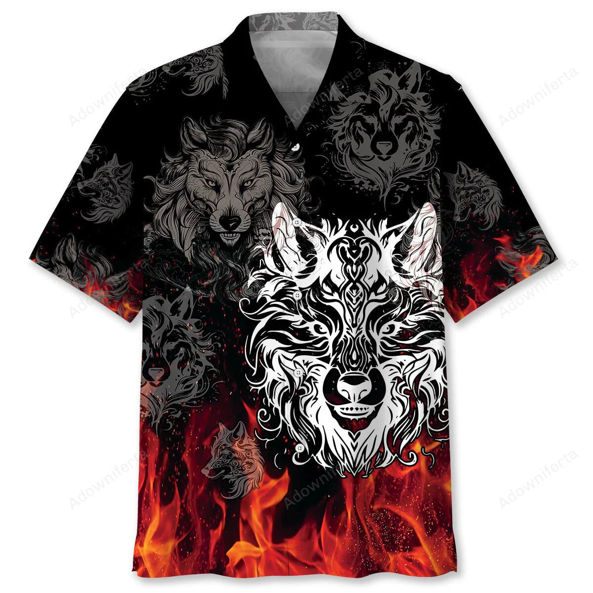 Wolf Fire Hawaiian Shirt, custom shirt gift for men (view 2)