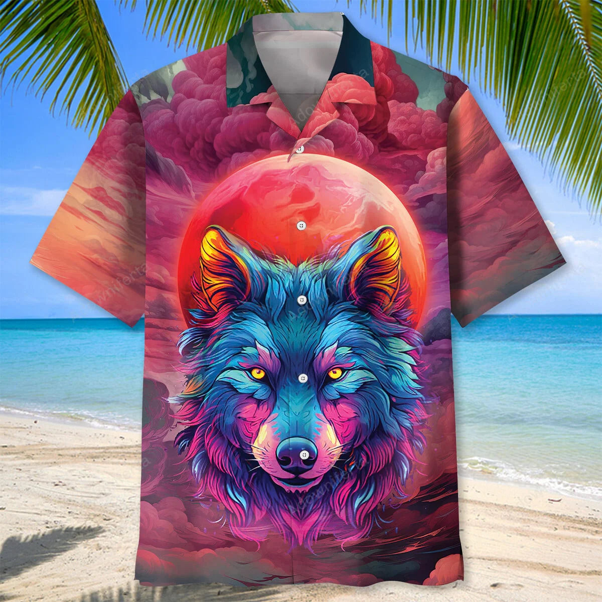Wolf Moon Hawaiian Shirt, custom shirt gift for men