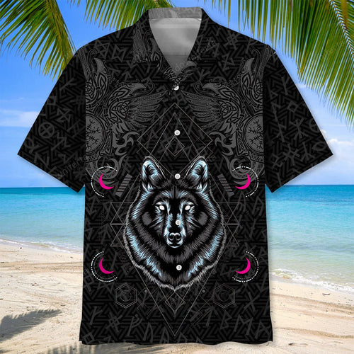 Wolf Viking Hawaiian Shirt, custom shirt gift for men