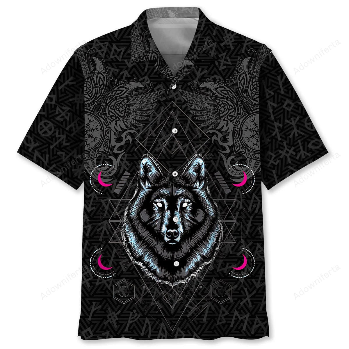 Wolf Viking Hawaiian Shirt, custom shirt gift for men (view 2)