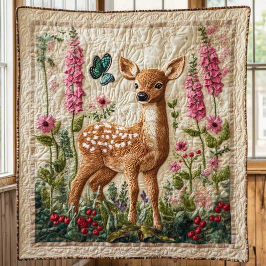Woodland Bloom Fawn Quilt Blanket
