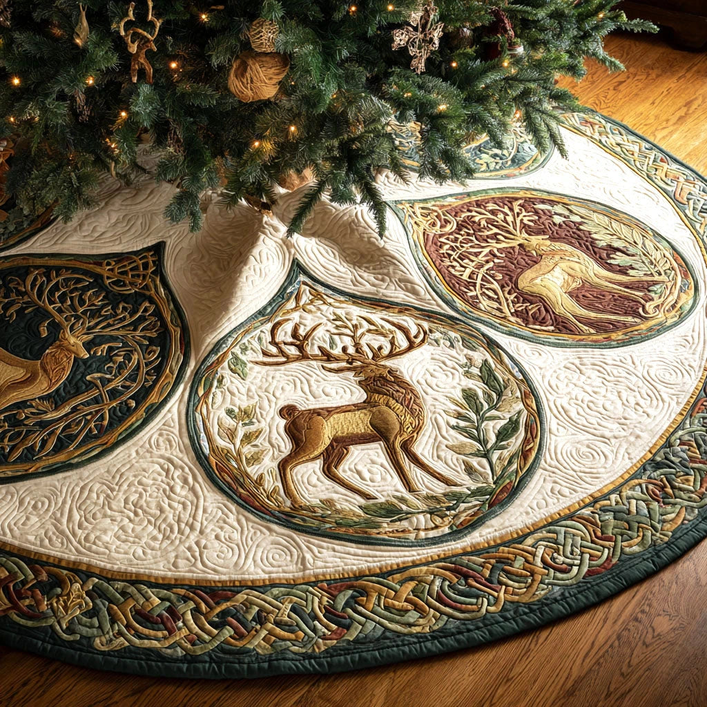 Woodland Crest Christmas Quilted Tree Skirt