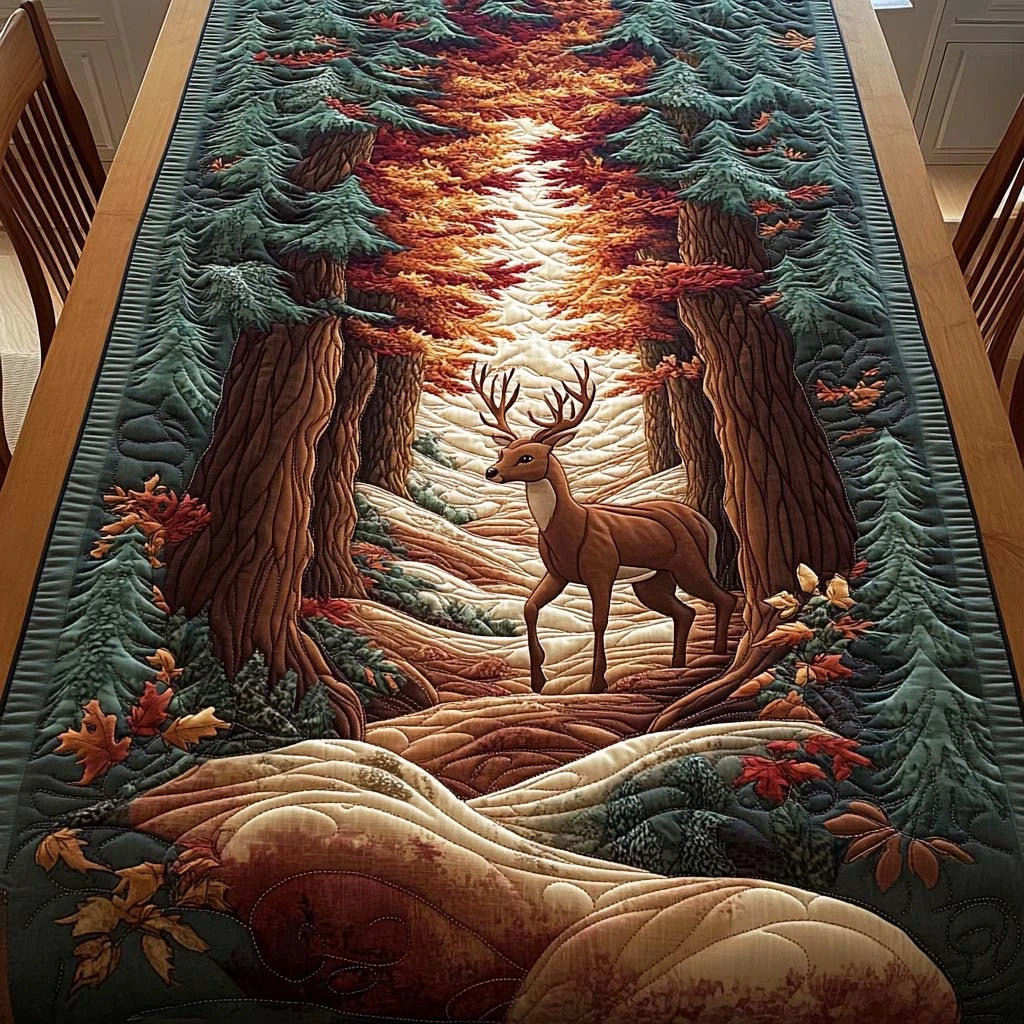 Woodland Deer Quilted Table Runner