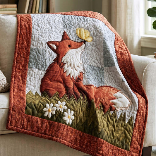 Woodland Fox Quilt Blanket - Quilted Blanket by OtterMia