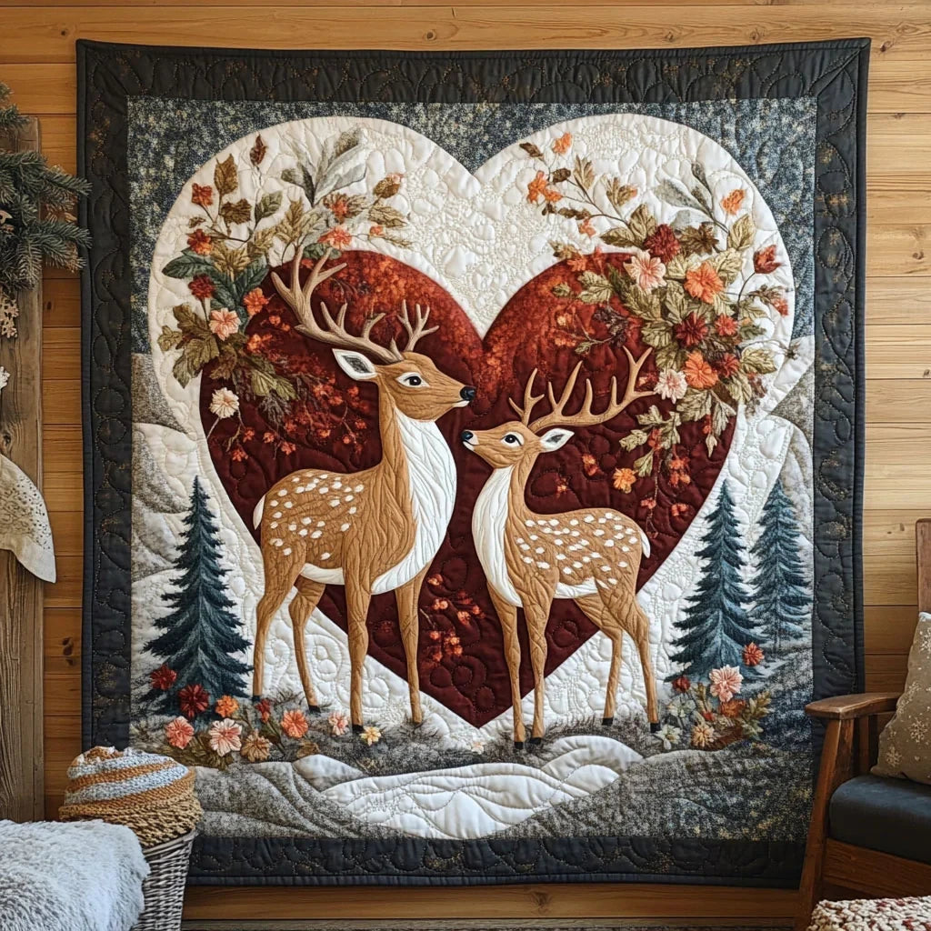 Woodland Romance Deer Quilt Blanket