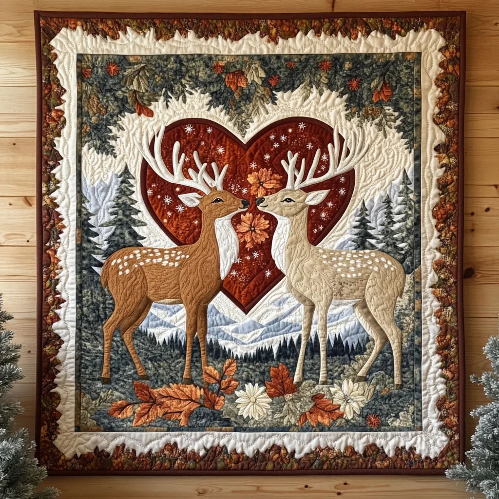 Woodland Romance Deer Quilt Blanket