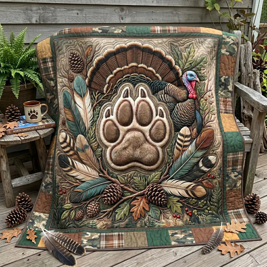 Woodland Turkey Paw Quilt Blanket
