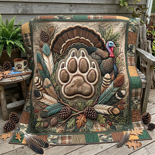 Woodland Turkey Paw Quilt Blanket