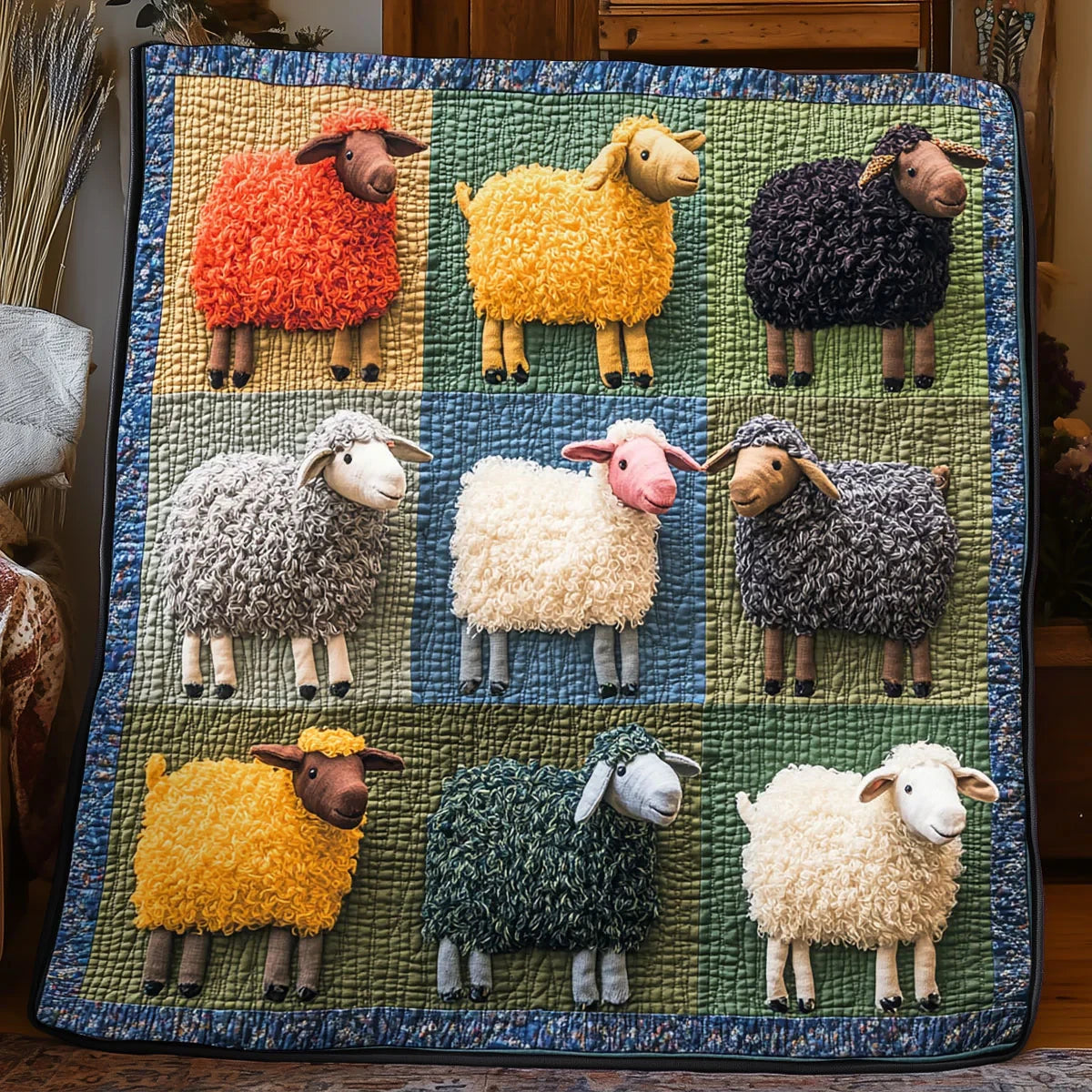 Wooly Rainbow Quilt Blanket