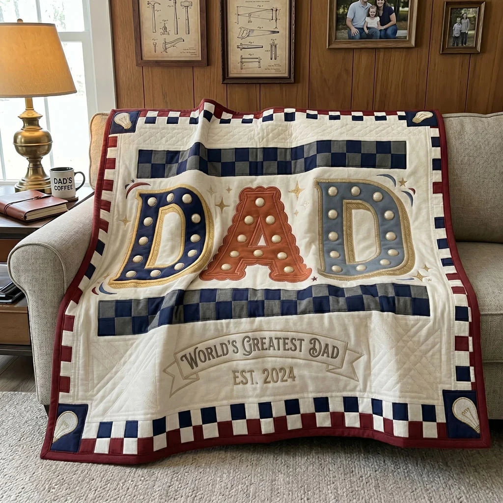 World's Greatest Dad Garage Quilt Blanket