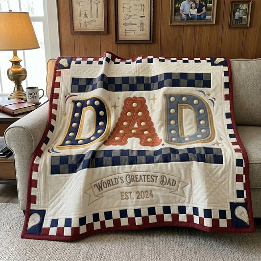 World's Greatest Dad Garage Quilt Blanket