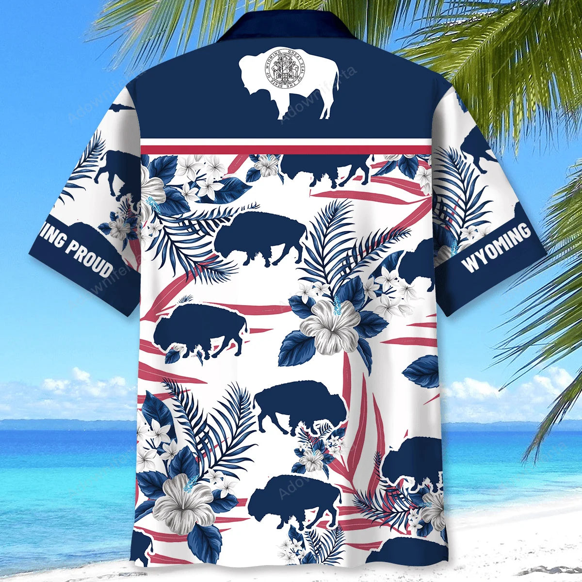 Wyoming Proud Bison Hawaiian Shirt, custom shirt gift for men (view 3)