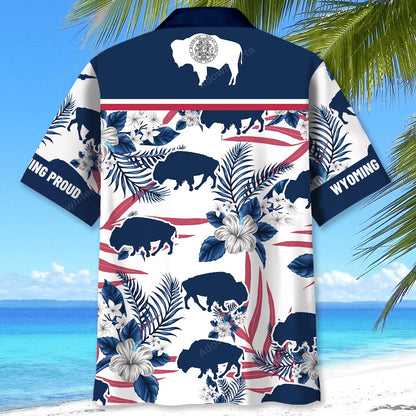 Wyoming Proud Bison Hawaiian Shirt, custom shirt gift for men (view 3)