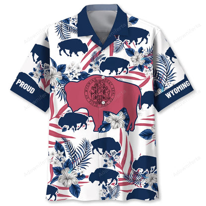 Wyoming Proud Bison Hawaiian Shirt, custom shirt gift for men (view 4)