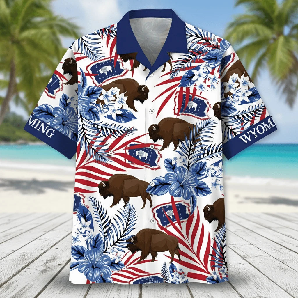 Wyoming Proud Hawaiian Shirt, custom shirt gift for men (view 2)