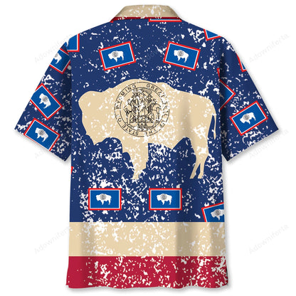 Wyoming Proud Vintage Hawaiian Shirt, custom shirt gift for men (view 2)