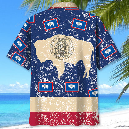 Wyoming Proud Vintage Hawaiian Shirt, custom shirt gift for men (view 3)