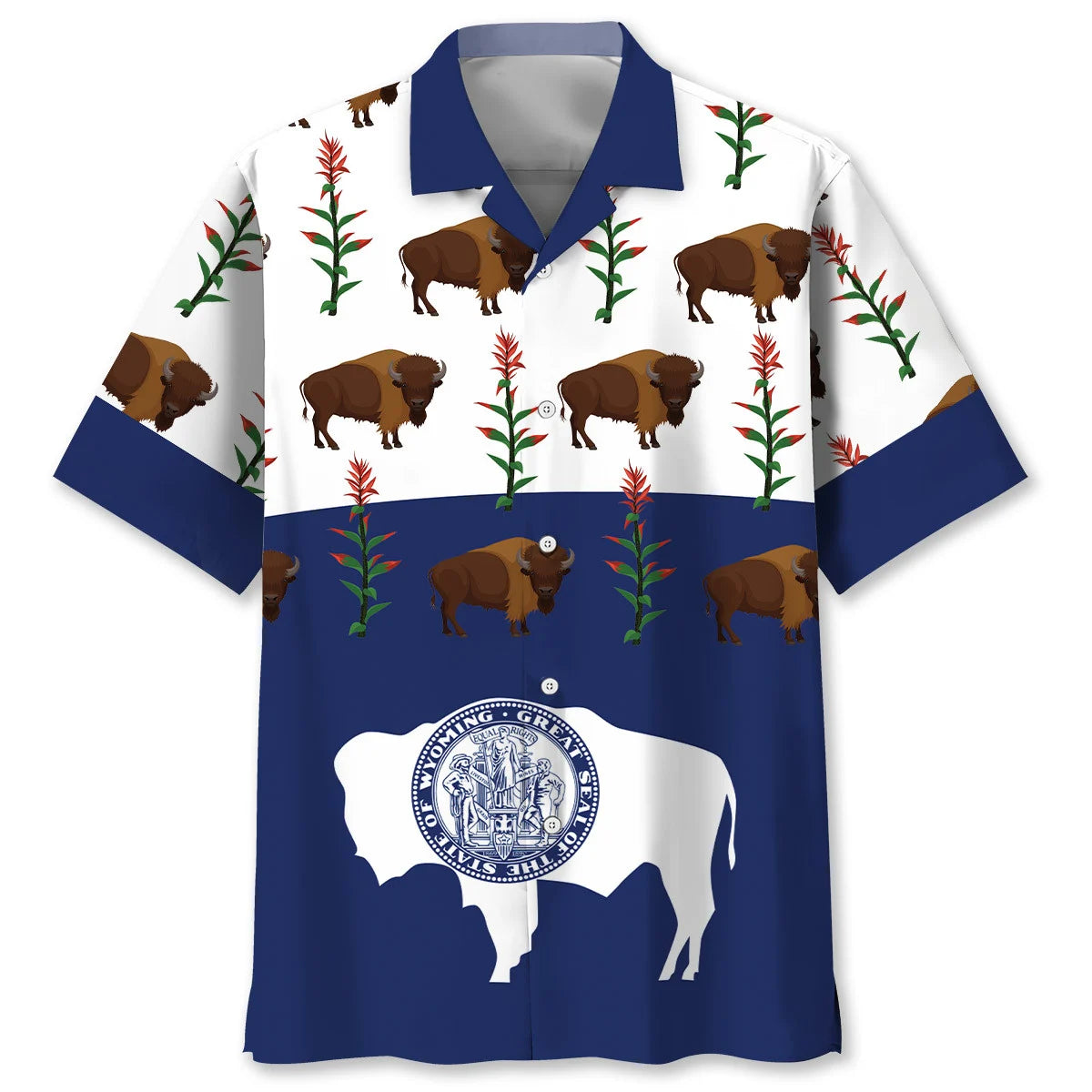 Wyoming State Hawaiian Shirt, custom shirt gift for men