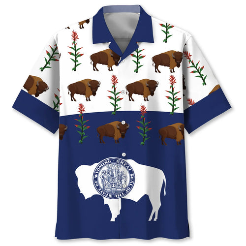 Wyoming State Hawaiian Shirt, custom shirt gift for men