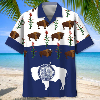 Wyoming State Hawaiian Shirt, custom shirt gift for men (view 2)
