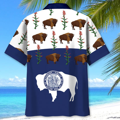 Wyoming State Hawaiian Shirt, custom shirt gift for men (view 4)