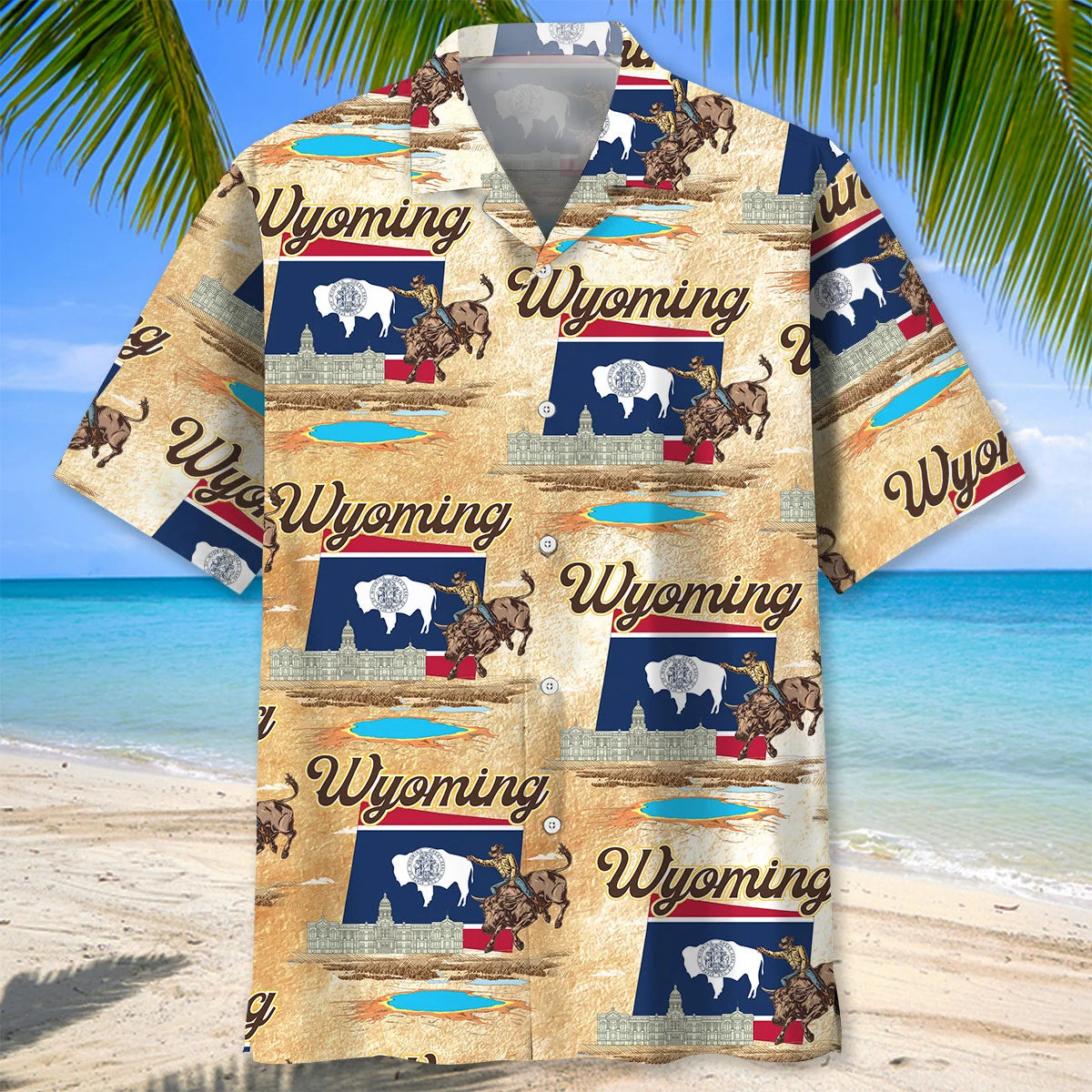 Wyoming the Equality State Hawaiian Shirt, custom shirt gift for men (view 3)