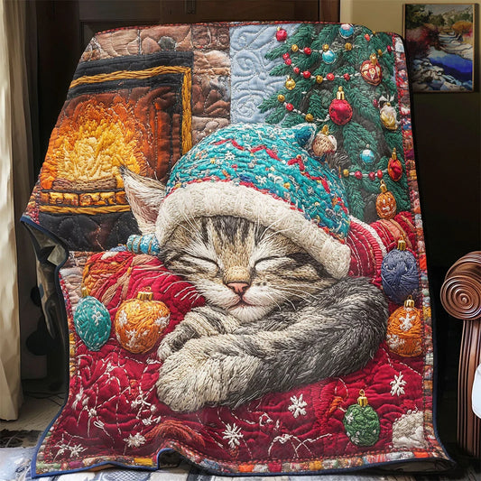 Yarn Cat Christmas Quilt Blanket