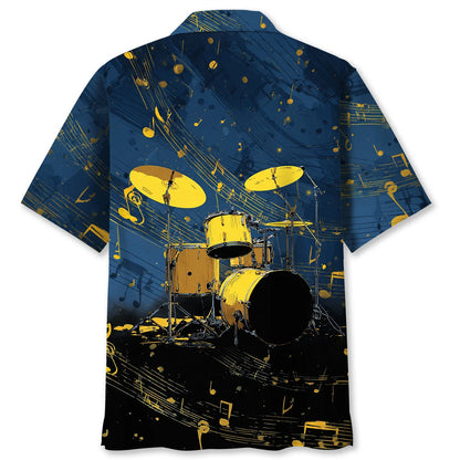 Yellow Drum Set Hawaiian Shirt, custom shirt gift for men (view 2)