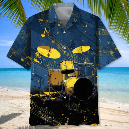 Yellow Drum Set Hawaiian Shirt, custom shirt gift for men (view 3)