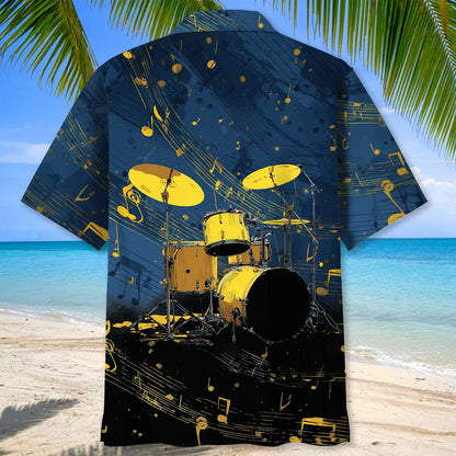 Yellow Drum Set Hawaiian Shirt, custom shirt gift for men (view 4)