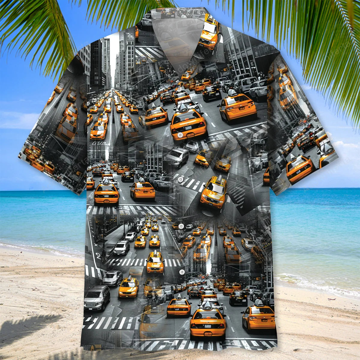 Yellow Taxi City Hawaiian Shirt, custom shirt gift for men
