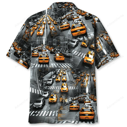 Yellow Taxi City Hawaiian Shirt, custom shirt gift for men (view 2)