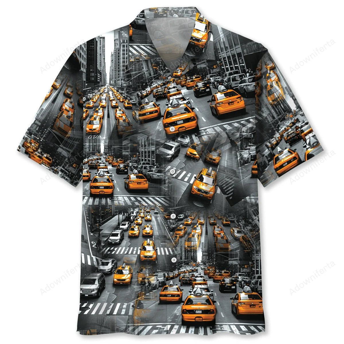 Yellow Taxi City Hawaiian Shirt, custom shirt gift for men (view 4)