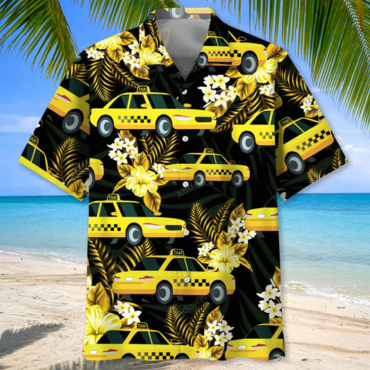 Yellow Taxi Tropical Hawaiian Shirt, custom shirt gift for men