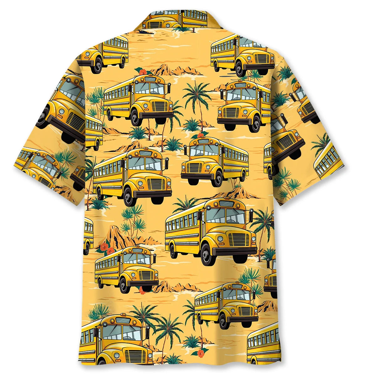Yellow Tropical School Bus Hawaiian Shirt, custom shirt gift for men (view 4)