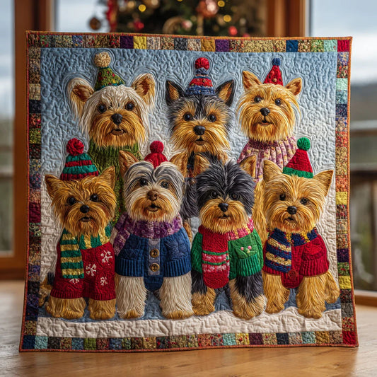 Yorkie Charm Quilt Blanket