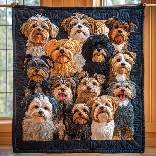 Yorkie Crew Quilt Blanket