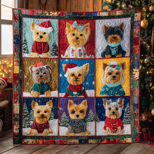 Yorkie Glow Quilt Blanket