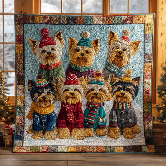 Yorkie Winter Quilt Blanket